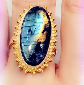 Black Moonstone Sterling Silver 925 Gemstone Ring